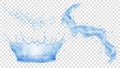 Blue water crown, drops and splash of water Royalty Free Stock Photo