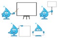 Blue Water Drop Cartoon Mascot Character Set 3. Collection