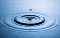 Blue Water drop falling, macro splash. Natural background Royalty Free Stock Photo