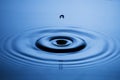 Blue Water drop falling, macro splash. Natural background Royalty Free Stock Photo