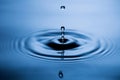 Blue Water drop falling, macro splash. Natural background Royalty Free Stock Photo