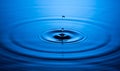 Blue Water drop falling, macro splash. Natural background Royalty Free Stock Photo