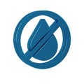 Blue Water drop forbidden icon isolated on transparent background. No water sign. Royalty Free Stock Photo