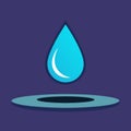 Blue water drop hovering over a circular platform liquid Royalty Free Stock Photo