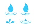 Blue water drop icon set. Water splash and blue wave. clean water, environment friendly. Vector illustration Royalty Free Stock Photo