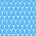 Blue water drop seamless pattern, large drop rain flat background for wrapping paper design
