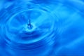 Blue water drop with waves on the surface. Second Royalty Free Stock Photo