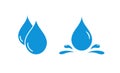 Blue water drop on a white background. Water splash and spray. clean water, environment friendly. Vector illustration