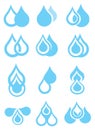 Blue Water Droplets Vector Icon Set Royalty Free Stock Photo