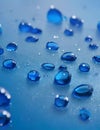 Blue Water Drops Background Selected Focus AI-Generated