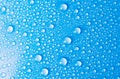 Blue water drops background selected focus
