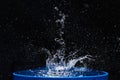 Blue water drops falling down. Royalty Free Stock Photo