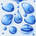 Blue water drops. Vector.