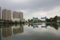 The blue water gate closed used for controlling flood (Jiaxing,Zhejiang)