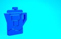 Blue Water jug with a filter icon isolated on blue background. Minimalism concept. 3d illustration 3D render