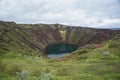 Blue water in Kerid volcano lake in Iceland on Golden circle on island