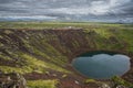 Blue water in Kerid volcano lake in Iceland on Golden circle on island