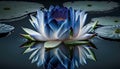 Blue water lily on a dark background. Computer generated graphics. Royalty Free Stock Photo