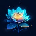 Blue water lily on dark background. Vector illustration in neon style. Generative AI Royalty Free Stock Photo