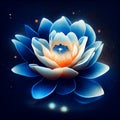 Blue water lily on a dark background. Vector illustration for your design Generative AI Royalty Free Stock Photo