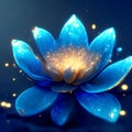 Blue water lily on dark blue background. Vector illustration for your design generative AI Royalty Free Stock Photo