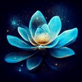 Blue water lily flower on dark background. 3D illustration. Generative AI Royalty Free Stock Photo