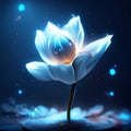 Blue water lily flower on a dark background. Vector illustration. AI Generated Royalty Free Stock Photo