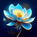 Blue water lily flower on a dark blue background. Vector illustration. AI generated Royalty Free Stock Photo