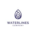 Blue water line logo design inspiration Royalty Free Stock Photo