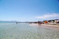 Blue water of Mediterranean sea. Fantastic view on beach. Spain. Palma de Majorca. Royalty Free Stock Photo