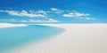 Blue water oasis in the desert. lenÃ§Ã³is maranhenses in Brazil. White sand dunes and blue water pools. Royalty Free Stock Photo