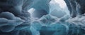 A Blue Water Pathway Through a Cave of Frozen Clouds. Royalty Free Stock Photo