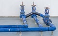 Blue water pipe valve., pipeline for water Royalty Free Stock Photo