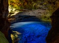 The blue water of PoÃÂ§o Encantado or Enchanted Well, in a cave of Chapada Diamantina National Park, Bahia, Brazil. Royalty Free Stock Photo