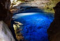 The blue water of PoÃÂ§o Encantado or Enchanted Well, in a cave of Chapada Diamantina National Park, Bahia, Brazil. Royalty Free Stock Photo