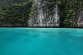 Blue water and precipice, phiphi, Phuket, Maya bay Royalty Free Stock Photo