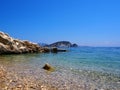 Blue water and rocks in the summer mediterranean