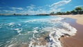 Blue water, sandy beach, tranquil scene, tropical paradise generated by AI Royalty Free Stock Photo