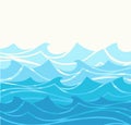 Blue water sea waves abstract vector background. Water wave curve background, ocean banner illustration Royalty Free Stock Photo