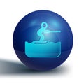 Blue Water skiing man icon isolated on white background. Blue circle button. Vector Royalty Free Stock Photo