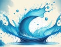 Blue water splash background. Vector illustration eps10. Water splash. AI Royalty Free Stock Photo