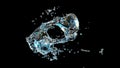 Blue water splash on black Crystal clear liquid super slow motion 1000 fps 3d Royalty Free Stock Photo