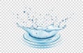 Blue water splash and drops isolated on transparent  background Royalty Free Stock Photo