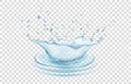 Blue water splash and drops isolated on transparent  background Royalty Free Stock Photo