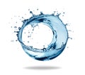 Blue water splash forming a circular ring isolated on white background. Generative AI Royalty Free Stock Photo