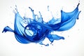 Blue water splash isolated on white background design element with clear edge lines Royalty Free Stock Photo