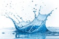 Blue water splash isolated on white background Royalty Free Stock Photo