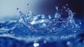 Blue Water Splash with Ripples and Droplets Royalty Free Stock Photo