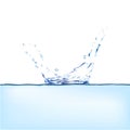 Blue water splash. Spray with drops isolated. 3d illustration vector. Aqua splashing surface background created with gradient mesh Royalty Free Stock Photo