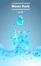 Blue water splash, vector illustration. Royalty Free Stock Photo